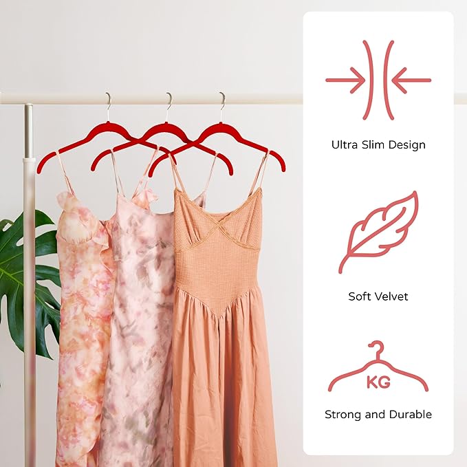 30 Pack Velvet Hangers – Non-Slip Slim Clothes Hangers - Image 3