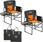 SUNNYFEEL Heated Camping Directors Chair, Heavy Duty,Oversized Outdoor Portable Heating Folding Chair with Side Table, Pocket for Beach, Fishing,Trip,Picnic,Lawn,Concert Foldable Camp Chairs by SunnyFeelCamping