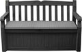 Keter Solana 70 Gallon Storage Bench Deck Box for Patio Storage, Front Porch Decor and Outdoor Seating – Perfect to Store Garden Tools and Pool Floats, Graphite by Keter