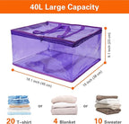 Vieshful Purple 40L Clear Clothes Storage Bag Colorful Clothes Organizer - Image 2