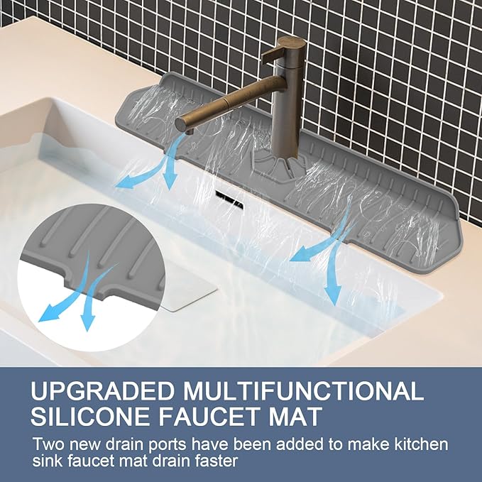 Sink Drain Mat Behind Faucet, Faucet Guard Draining Mat, 90° Foldable Tap - Image 4