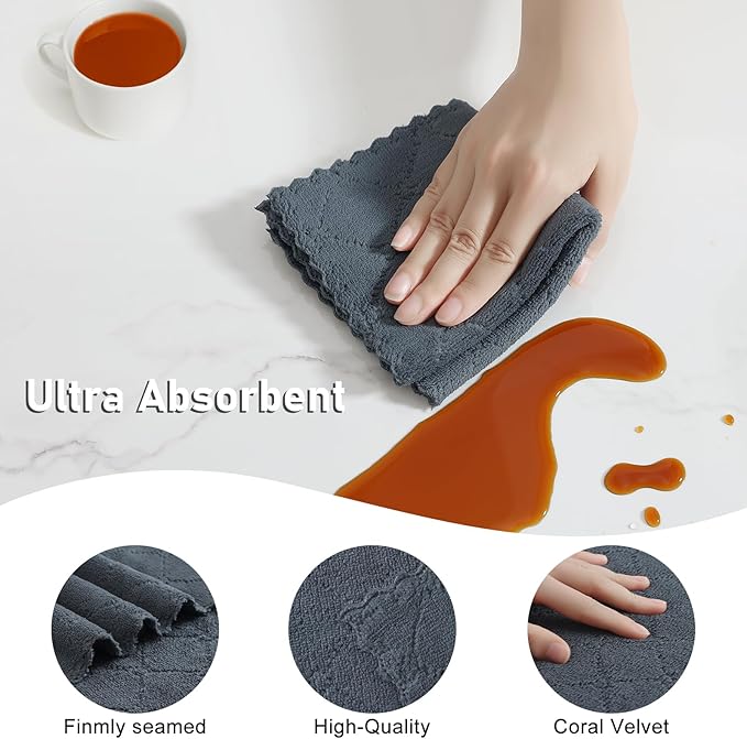 Homaxy Kitchen Towels and Dishcloths Set, 10 x 10 and 13 x 19 Inches, No Lint - Image 4