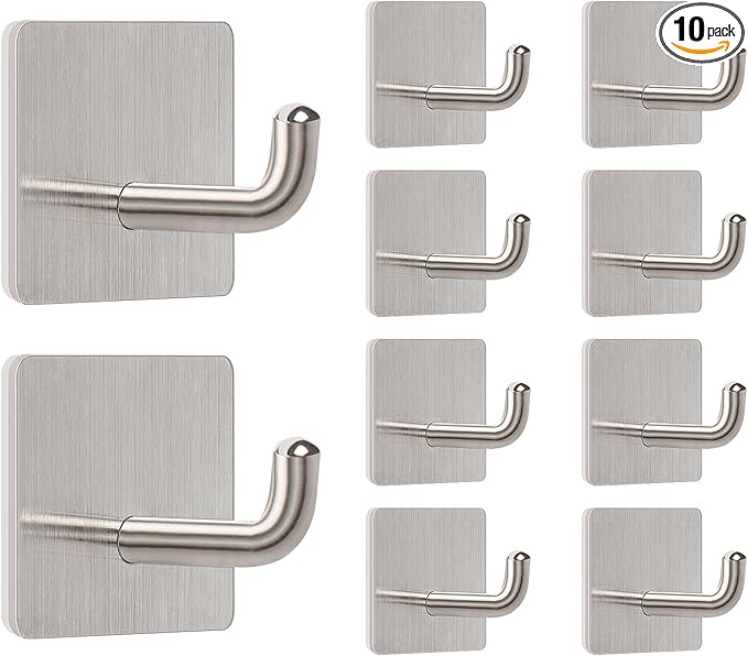 Livabber Adhesive Towel Hooks, 304 Stainless Steel Self Sticky Wall Hooks by Livabber