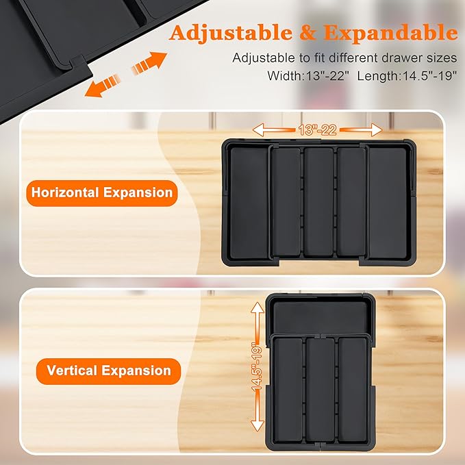 Large Utensil Drawer Organizer Expandable Silverware Organizer - Image 6