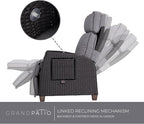 Grand patio Outdoor Reclining Chairs with Extended Footrest 2-Piece Adjustable WickerPatio Lounge Recliner up to 15 with Flip Side Table, Cool Grey - Image 3