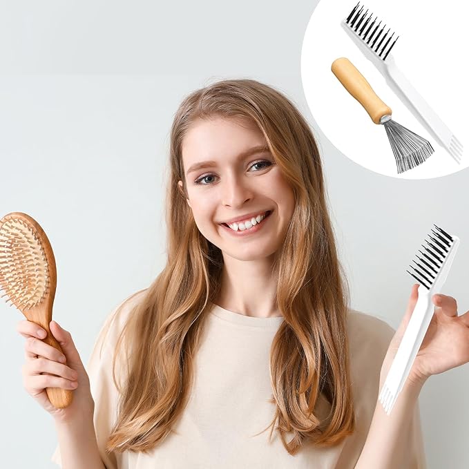 Boao 2 Pieces Hair Brush Cleaning Tool Comb Cleaner Brush Mini Comb Cleaning - Image 2