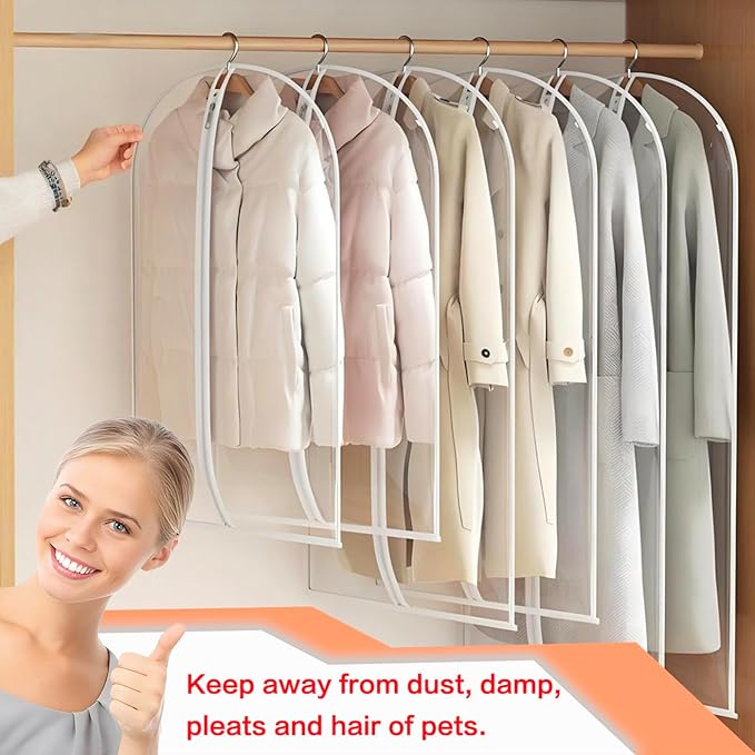 Clear Garment Bags for Hanging Clothes Travel Suit Bags for Closet Storage - Image 5
