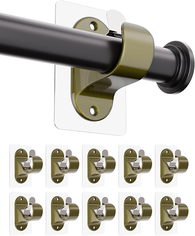 ANDGOO 10 Pack Self Adhesive Curtain Rod Brackets, No Hole Hooks by ANDGOO