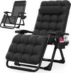 Suteck Zero Gravity Chair, Reclining Camping Lounge Chair w/Removable Cushion, Upgraded Lock and Cup Holder, Reclining Patio Chairs Folding Recliner for Indoor and Outdoor by Suteck