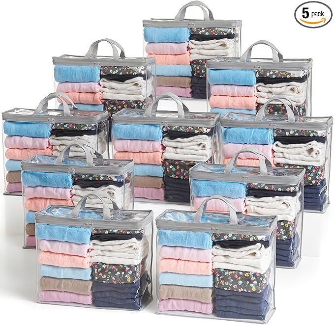 10 Pack Clear Storage Bags for Clothes, 22L Blanket Storage Bags, Under Bed by Hopack