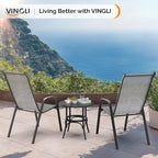 VINGLI Patio Chairs Set of 6 – Stackable Outdoor Dining Chairs with Comfortable Sling High Back Chairs and Armrests for Lawn, Poolside, Courtyard, Balcony, Garden, Silver Gray - Image 7