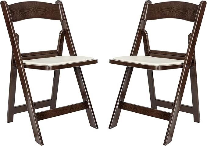 Flash Furniture Hercules Commercial Indoor/Outdoor Folding Event Chair, Wood Look, Weather-Resistant, Lightweight Design, Versatile Use, Set of 2, Dark Brown by FlashFurniture