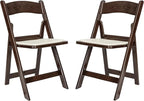 Flash Furniture Hercules Commercial Indoor/Outdoor Folding Event Chair, Wood Look, Weather-Resistant, Lightweight Design, Versatile Use, Set of 2, Dark Brown by FlashFurniture