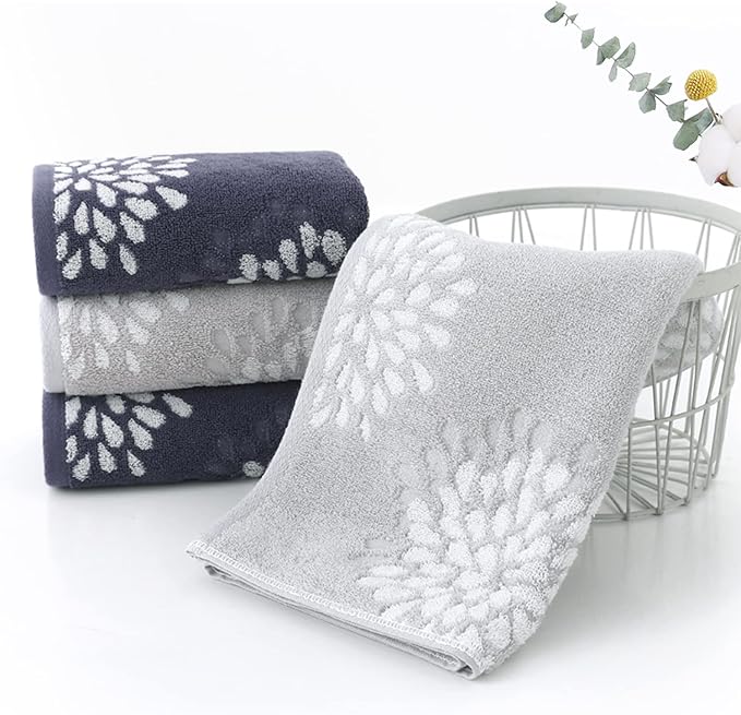 Pidada Hand Towels Set of 4 Hydrangea Floral Pattern 100% Cotton Absorbent Soft - Image 2