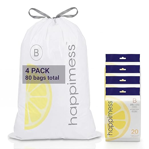 happimess 5.3 Gallon Drawstring Trash Bags, Lemon Scent, Heavy Duty MDPE Liners by Happimess