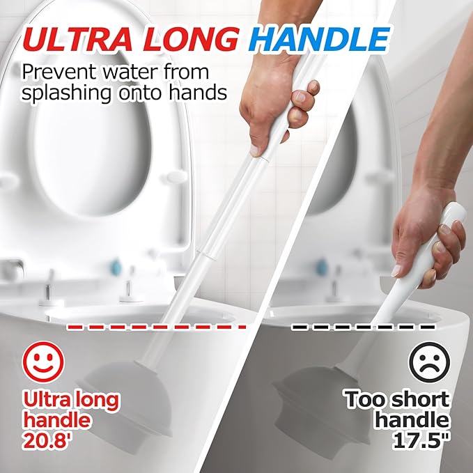 2 in 1 Toilet Brush and Plunger Set, Toilet Bowl Brush Plunger Set, Extended - Image 2