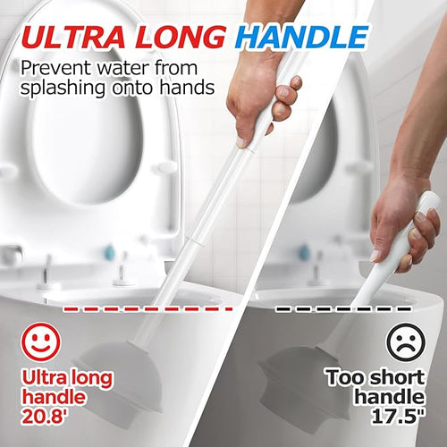 2 in 1 Toilet Brush and Plunger Set, Toilet Bowl Brush Plunger Set, Extended - Image 2