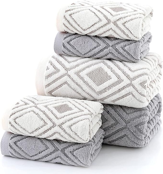 Pidada Bath Towel Diamond Pattern 100% Cotton Absorbent Soft Decorative Towel - Image 3