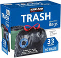 Kirkland Signature Carton is 100% recyclable 33 Gallon Black Drawstring Trash by KIRKLAND