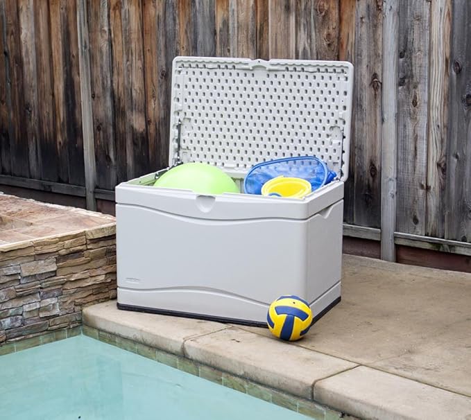 LIFETIME 60059 Black Bottom & Desert (Tan) Sides and Lid Outdoor Storage Box-80 Gal, 80 Gallon, Desert Sand - Image 5