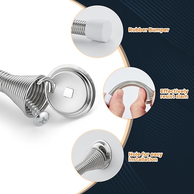 Ravinte Door Stoppers, 48 Pack Satin Nickel Spring Stops - Image 4