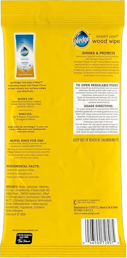 Pledge Expert Care Enhancing Wood Wipes, Lemon Scent - Image 11