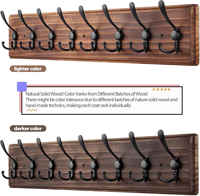 Coat Rack Wall Mount, Wooden Heavy Duty Coat Rack - Image 4