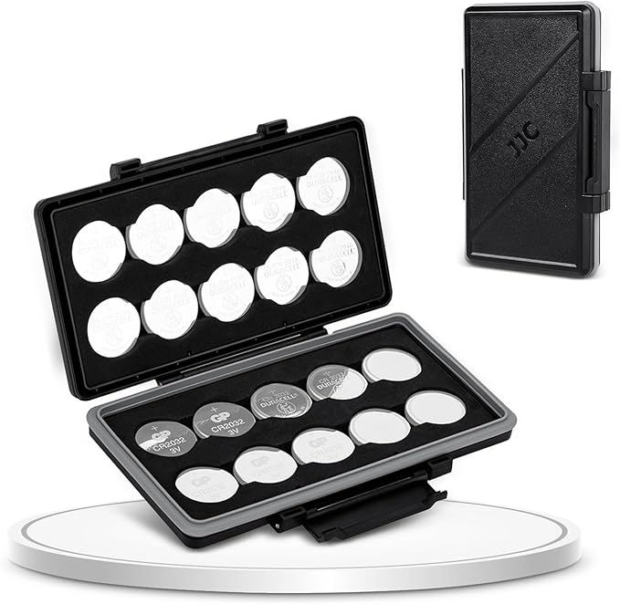 JJC CR2032 CR2025 Battery Case Holder Storage, Water-Resistant Anti-Shock by JJC