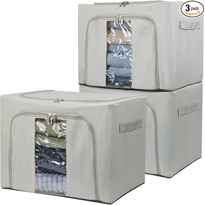 36L Clothes Storage Bins with Metal Frame, Foldable Oxford Fabric Clothes by Fordonral