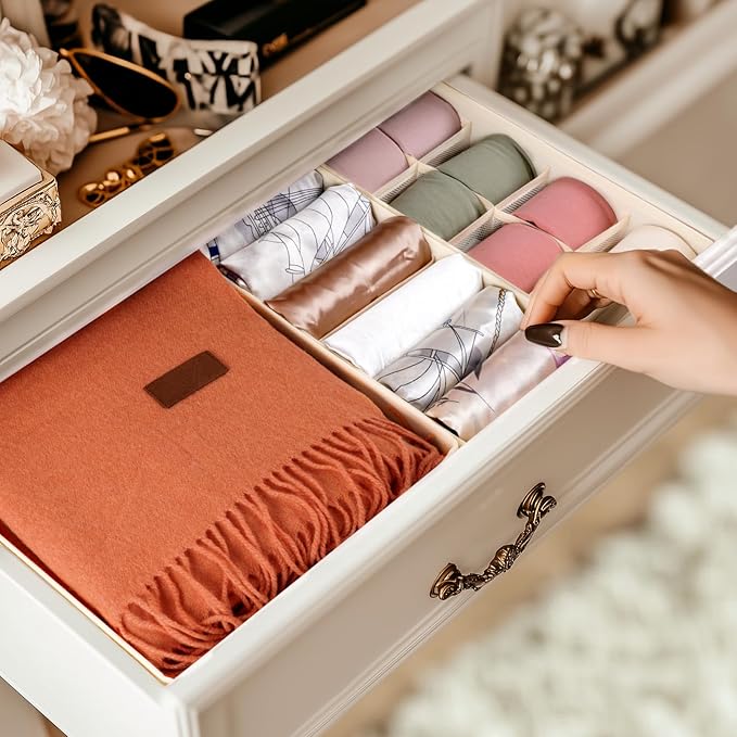 Criusia Underwear Sock Drawer Organizer Dividers 8 Set, Foldable Dresser Closet - Image 5