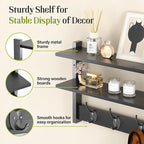 Two-Tier Wall Shelf with Hooks, Entryway Key Hooks - Image 3