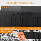 31 Gallon Resin Deck Box, Lockable Patio Outdoor Storage Box for Furniture, Garden Tools and Tools Storage, Waterproof Outside Storage Boxes - Black - Image 6