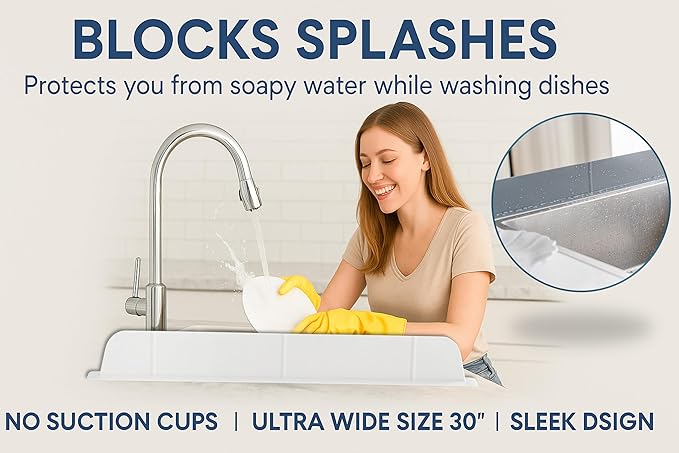 30 inch Premium Kitchen Sink Silicone Water Splash Guard SIZE UPGRADE 30" and - Image 4