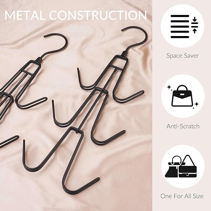 ZEDODIER Purse Organizer for Closet, 3 Pack Rotatable Sturdy Purse Hanger Bag - Image 6