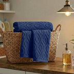 Artoid Mode 1 Pc Navy Blue 3D Diamond Grid Jacquard Hand Towels - Image 5