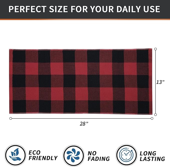Homaxy 100% Cotton Waffle Weave Check Plaid Kitchen Towels, 13 x 28 Inches - Image 5