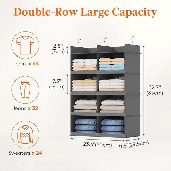 Lifewit Dual-Row Shelf Hanging Closet Organizer and Storage, Clothes Shelves - Image 2