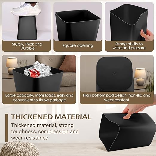 Hoolerry 9 Pieces Garbage Can 2 Gallon Small Trash Cans Bulk Bathroom Trash Bin - Image 4