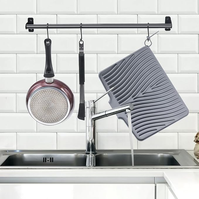 Silicone Dish Drying Mat for Kitchen Counter, Dish Drying Pad, Non-Slip Drain - Image 4