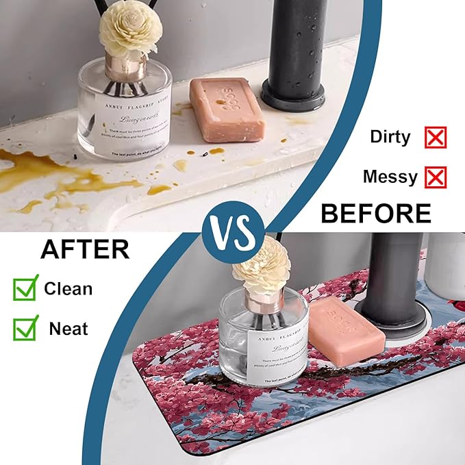 Christmas Welcome Winter Sink Faucet Absorbing Mat Cardinal Bird Super - Image 6
