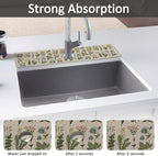 24" X 5.5" Kitchen Sink Splash Guard Faucet Mat Floral Super Absorbent Fast - Image 3