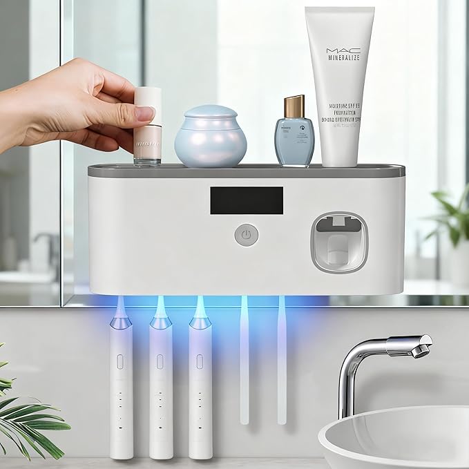 Toothbrush Holders for Bathrooms, Toothbrush Holder Wall Mounted by Coniengk