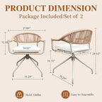TWT Patio Dining Chairs Outdoor Stackable Dining Chairs for All Weather, Breathable Textilene Garden Outdoor Furniture for Backyard Deck (Brown, Rotatable Set of 2) - Image 3