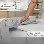 Encasa XO Kitchen Dish Towels Set | Light Grey | Waffle Weave and Flat Hand Tea - Image 2