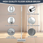 Floor Scrub Brush with Long Handle, 2 in 1 V-Shape Grout Brush with Squeegee + - Image 7