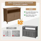 HIPS All-Weather Outdoor Storage Cabinet,Outdoor Sideboard with Magnetic Doors,3-Shelves Patio Storage Cabinet, Used for Garden,Buffet Cabinet,TV Stand, Bar Table,Balcony - Image 6