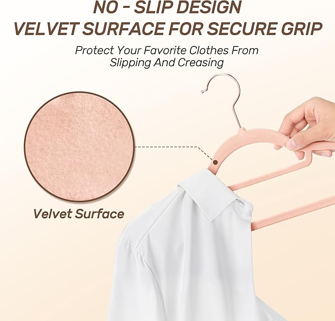 Velvet Hangers 30 Pack with Rose Gold Hooks, Space Saving & Heavy Duty Slim - Image 3