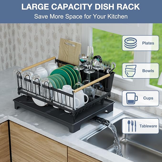Dish Drying Rack with Drainboard, Rustproof Dish Rack - Image 5