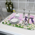 Giwawa Easter Purple Dish Drying Mat, He is Risen Cross Lamb Floral Dish - Image 6