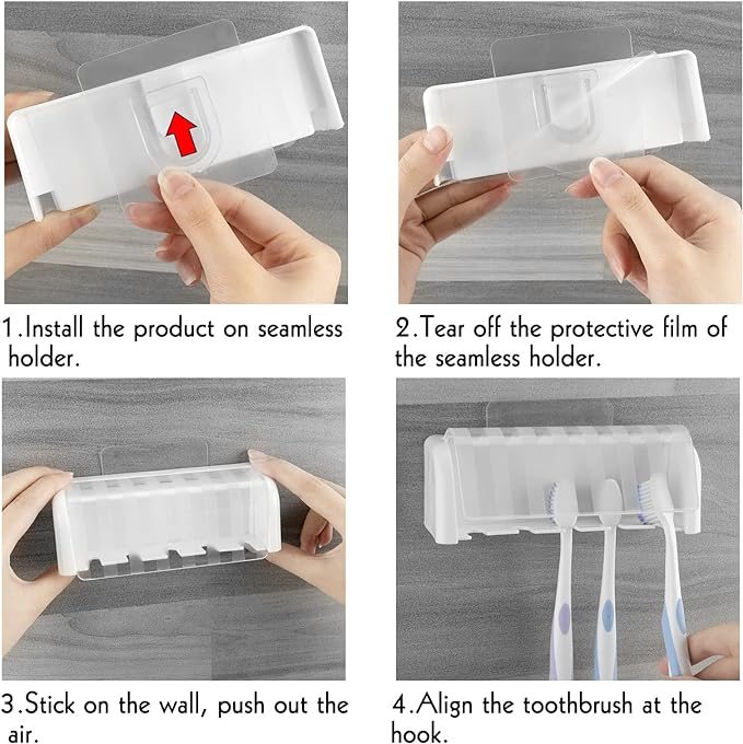 2 Pack 5 Slots Wall Mount Toothbrush Holder - Image 4